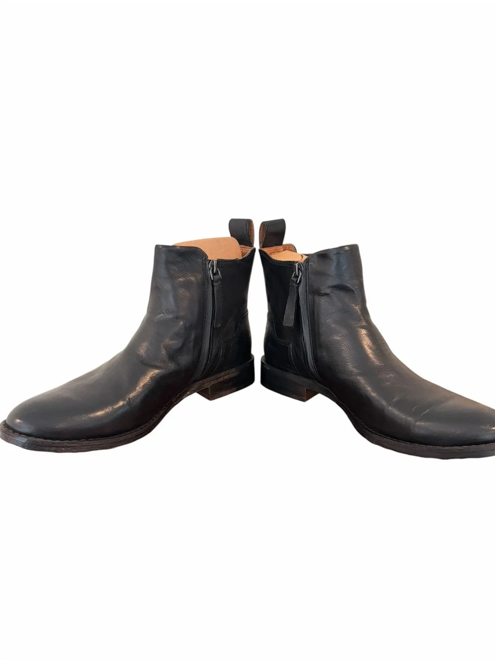 Franco Sarto Black Leather Ankle Boots Chelsea Zip Booties Size 7.5